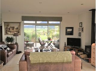 Roman blind over sliding door
